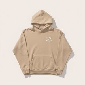 Born x Raised Puff Print Logo Hoodie in Tan [Size Small]